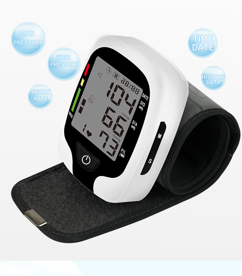 Home Wrist Electronic Blood Pressure Monitor 0-280mmHG With LCD Large Screen Display