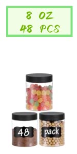 48PCS 8OZ Plastic Jars with Screw On Lids