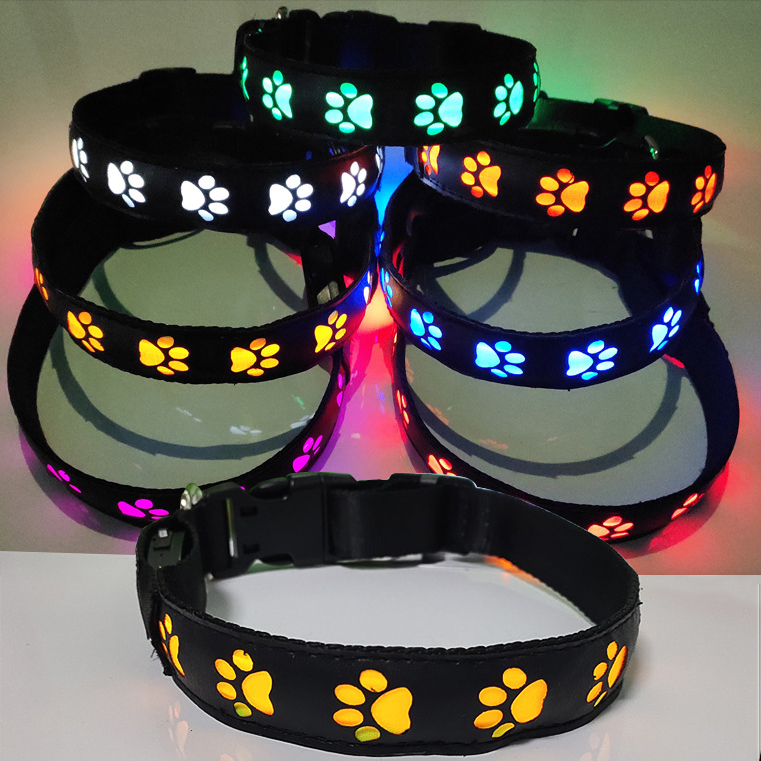 Pet Supplies LED Dog Collar with Custom Logo USB Rechargeable Flashing Modes Slow Flash