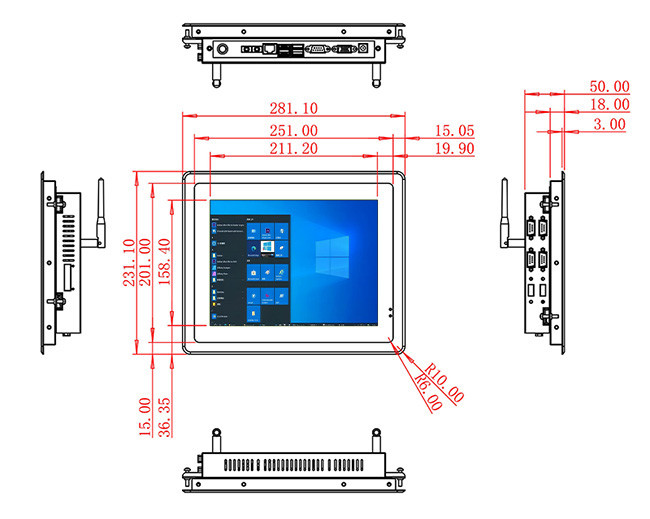 10.4-Inch Embedded Windows Touch Screen for Industrial HMI Panels and Automation Systems