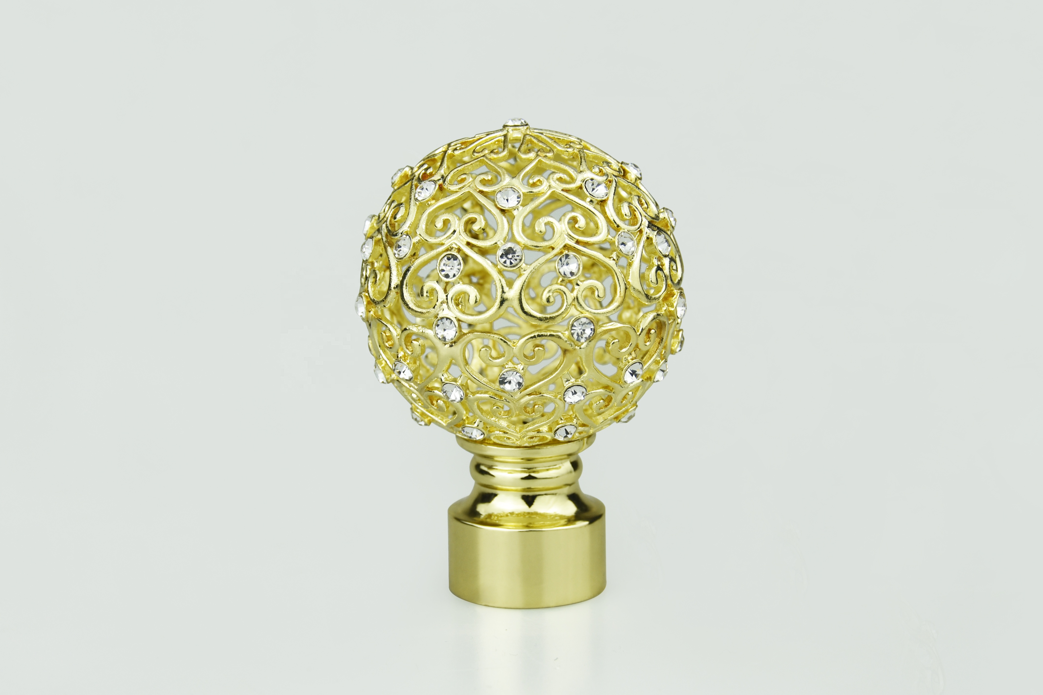 Factory direct wholesale new design golden crystal diamond metal curtain finials curtain rod accessories
