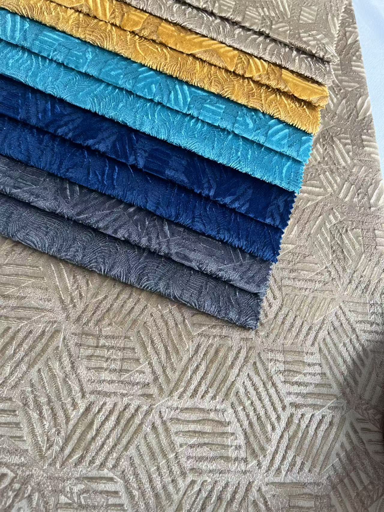 Breathable Knitted Velvet Sofa Fabric Colorful For Decoration Sofa Fabric Factory