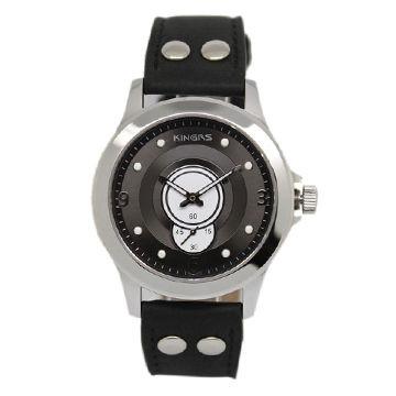 41.0mm genuine leather strap quartz wrist watch with special movement stainless