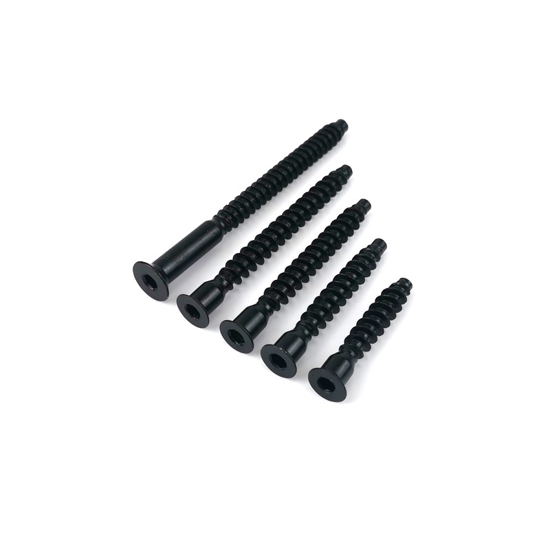 Wood Furniture Confirmat Screws DIN Standard Black Phosphate Oxide Steel Availabe Sample
