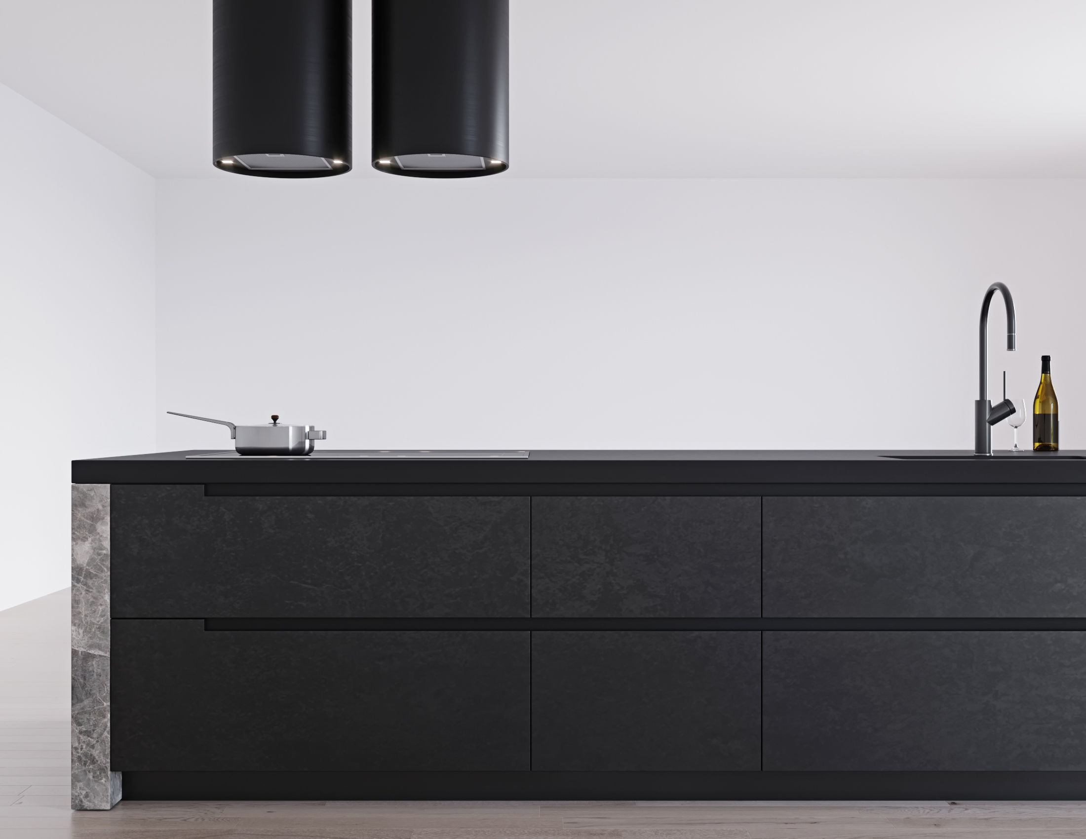 18mm Modern Matt Black Finish Kitchen Cabinets Black Finish Melamine Board