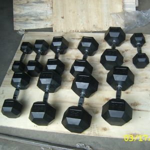 Tough Durable Rubber Coated Hex Dumbbells With Comfortable Handles