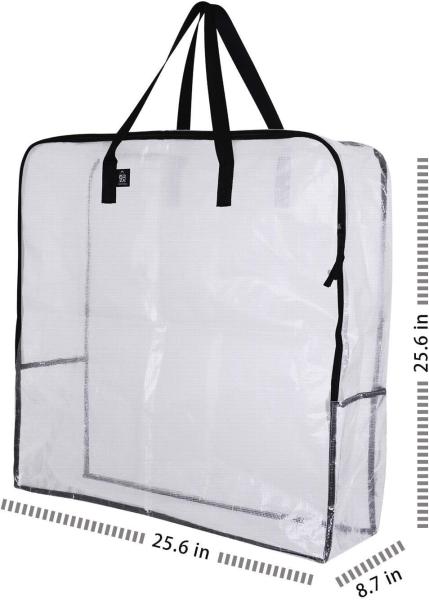Over-Sized Clear Organizer Storage Bag Strong Handles Zippers for College,