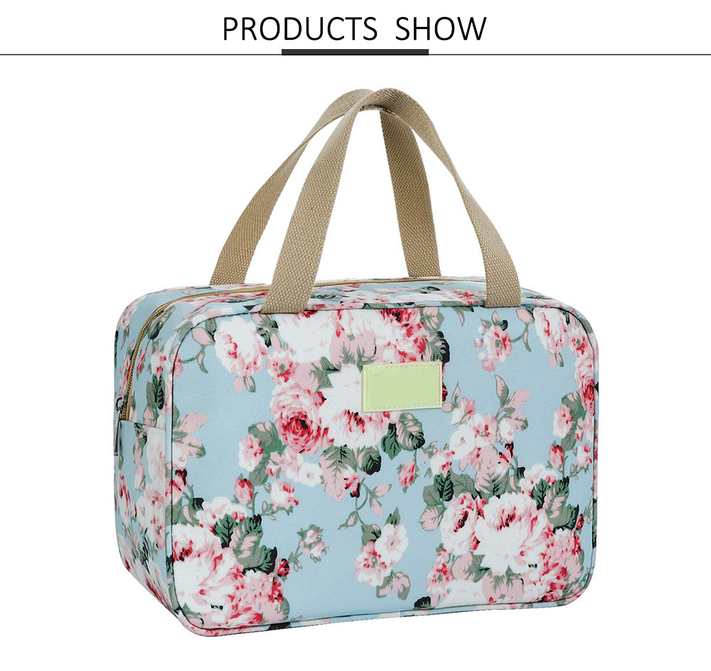 Waterproof Zippered Floral Travel Make Up Bag For Women