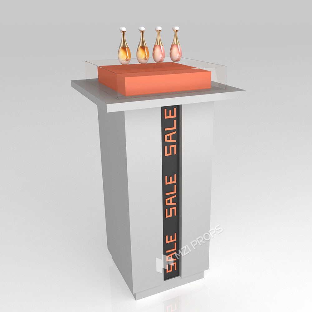 GDR05-JC04 Retail Display Rack with Laminated Board and Orange Acrylic Assembled Box for Luxury Retail