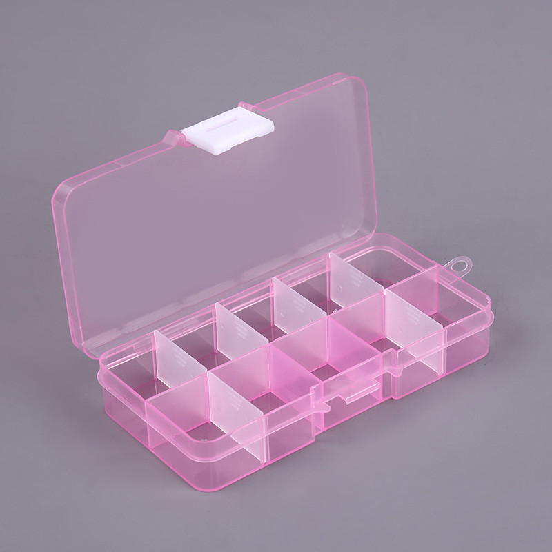 Mini Pink 10 Grid PP Plastic Storage Box Removable Organizer