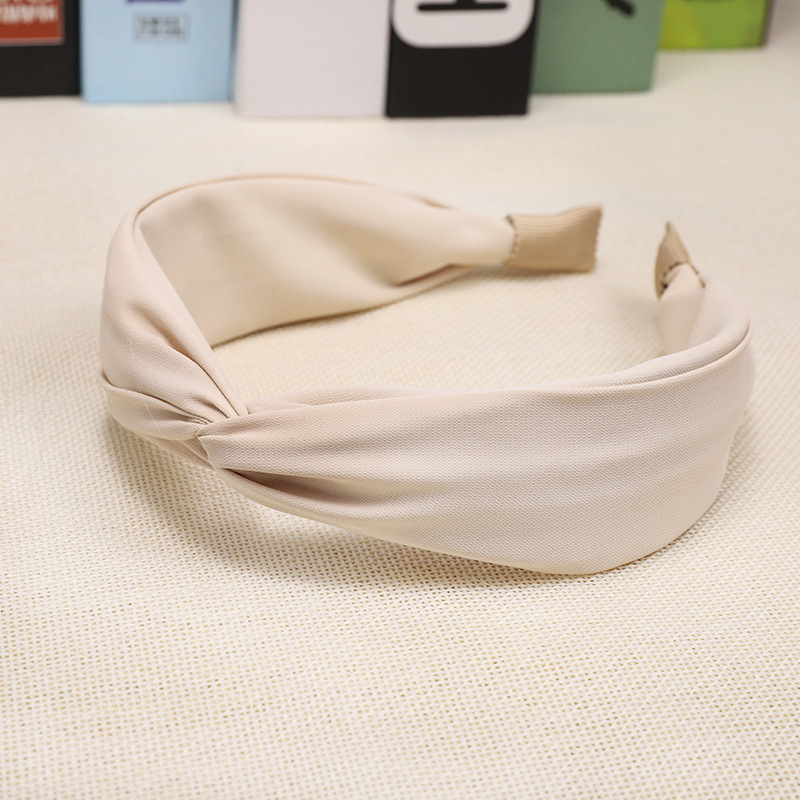 Wholesale simple hair hoop cloth art solid color college style lady versatile cross headband