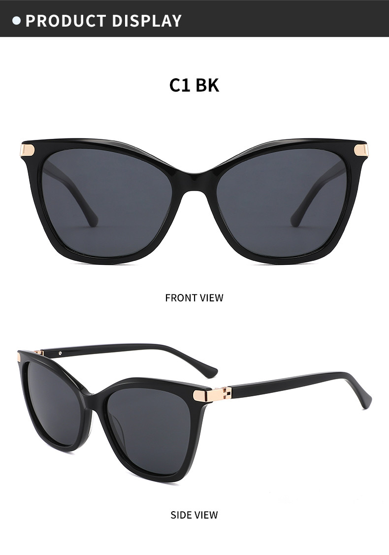 Cat'S Eye Shape Acetate Frame Sunglasses With 180 Degree Flexible Hinge Glasses