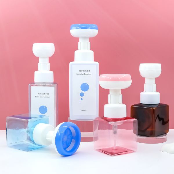 Plastic foam pump bottle with bionic flower foam pump head for dense foam and