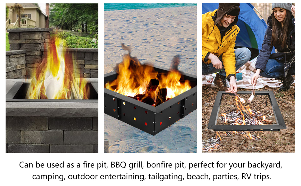 Upgraded Heavy Duty Solid Steel Fire Pit Liner Ring 42" Inner DIY Campfire Ring Above or In-Ground for Outdoor Patio Backyard