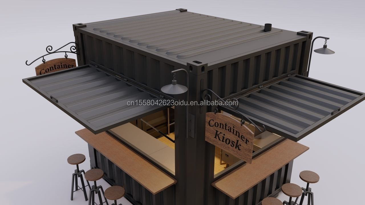 Galvanized Steel Square Tubes Mini Popup Shop Mobile Container Coffee Bar Houses 10ft Container with 50mm Wall and 75mm Wall