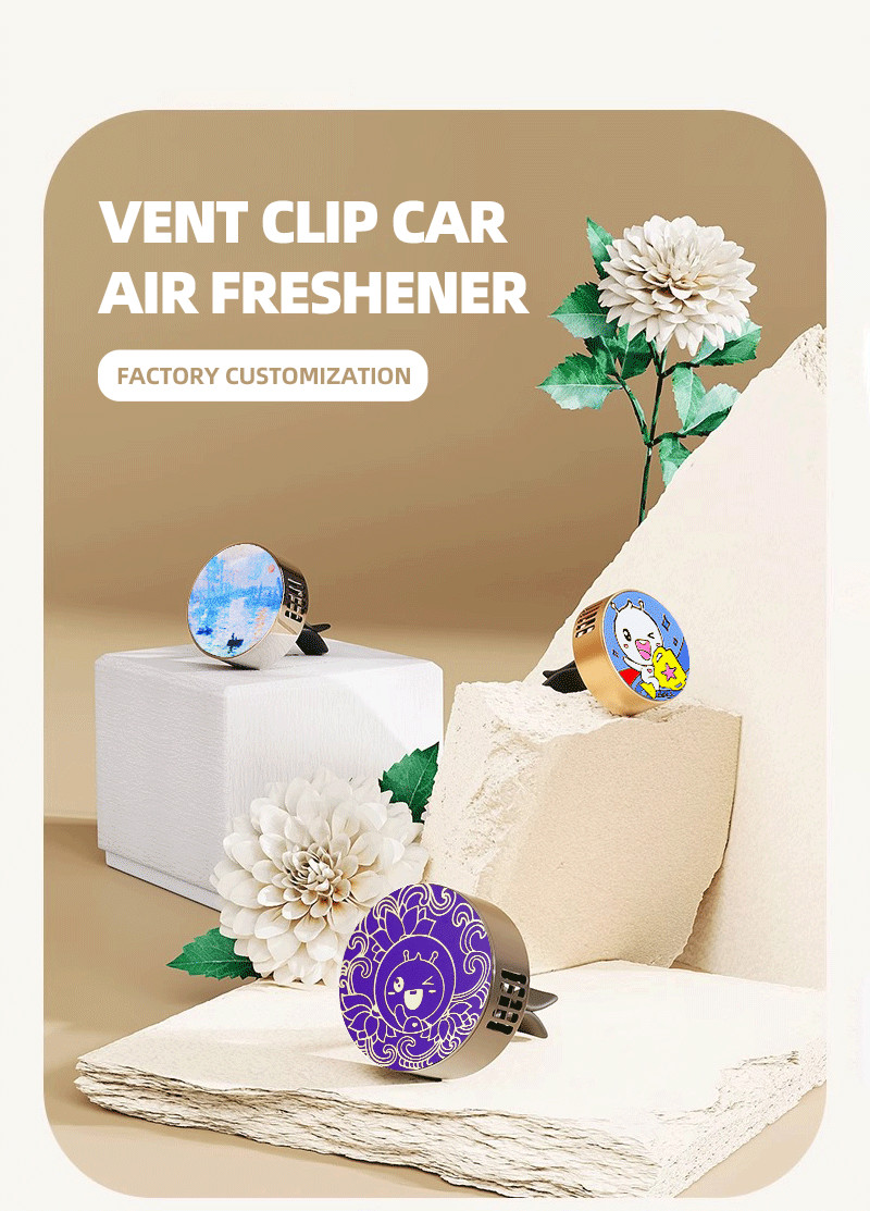 Custom Logo Car Air Fresheners Car Perfume Vent Clip Vanilla, Lemon Fragrance