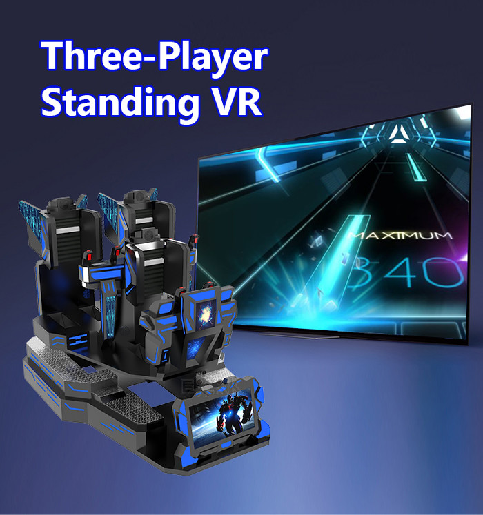 3.5KW 9D VR Simulator Three Player Standing Shooting Racing Game Machine