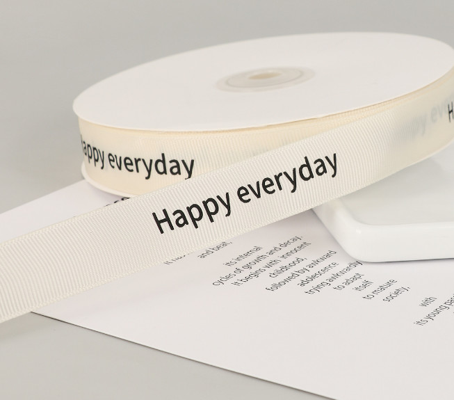 INS Style Rib Beige Birthday Cake Gift Wrap Ribbon English Bouquet Decoration Ribbon