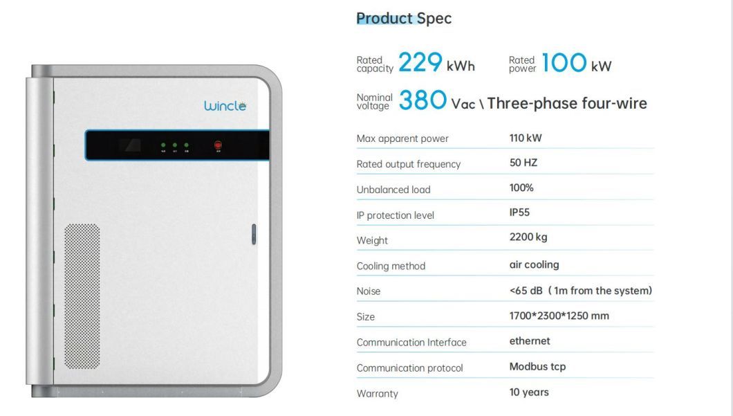 229wkh Commercial Power Supply System Solar Renewable Battery Energy Storage Ess
