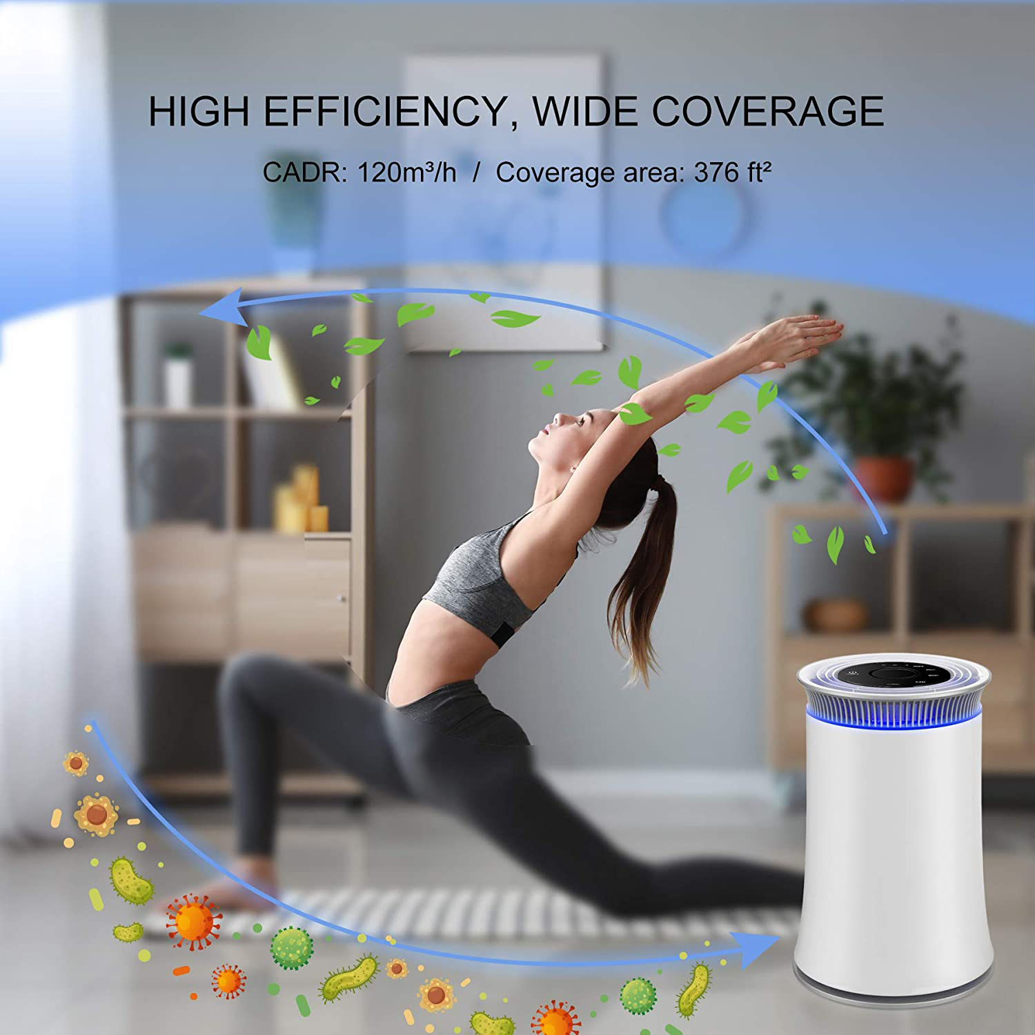 120m3/H Desktop Air Purifier Ultraviolet Light H13 Hepa Filter Air Purifier