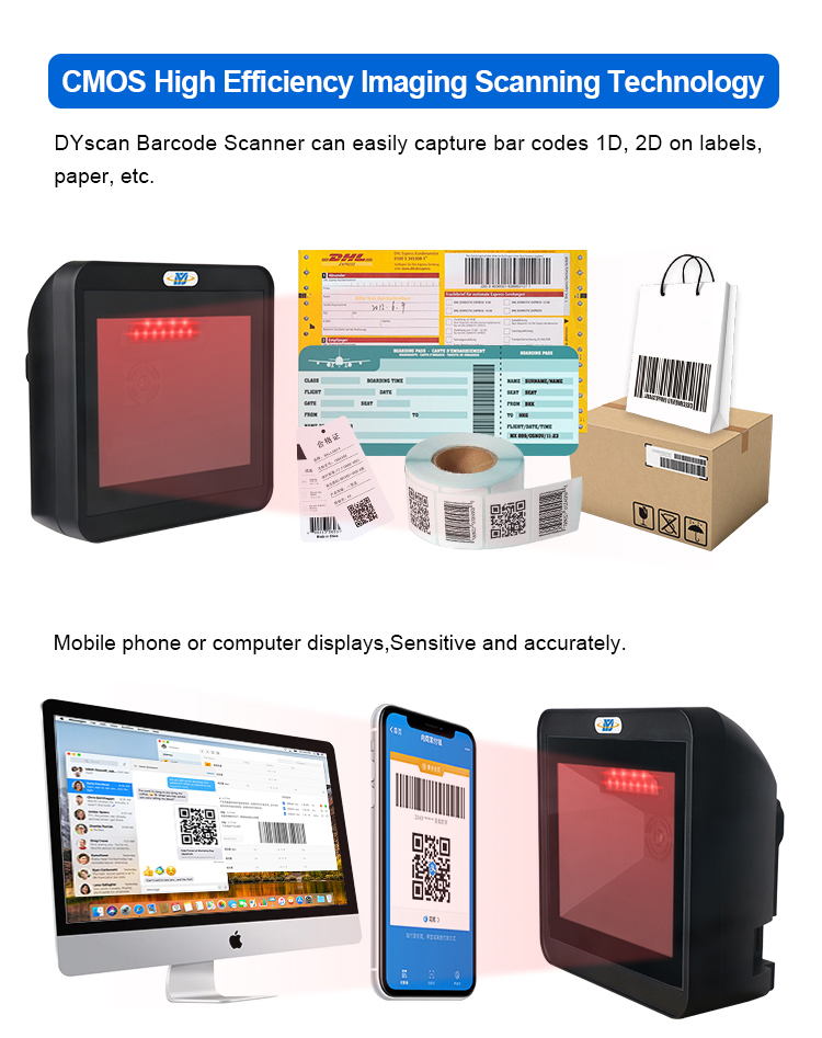 Supermarket Handheld USB Barcode Scanner 1D 2D QR Code Waybill Desktop