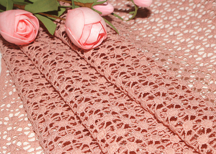 47 Inches Guipure French Venise Lace Fabric / Embroidered Dress Fabric By Azo Free