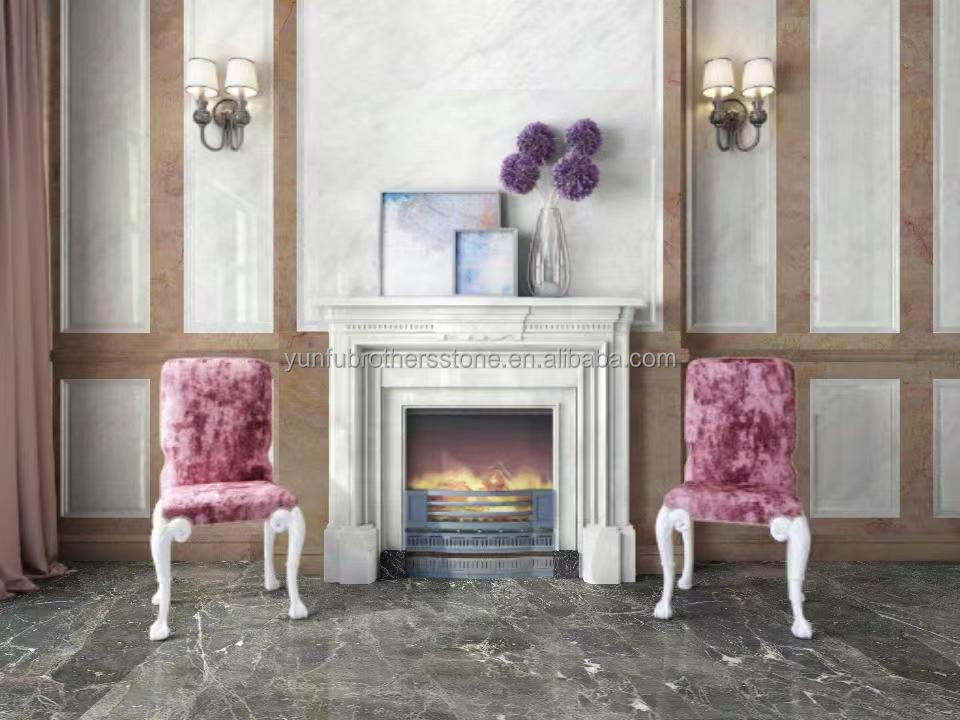 White Greek Marble Natural Stone Statue Frame Art Fireplace for Prestigious Property