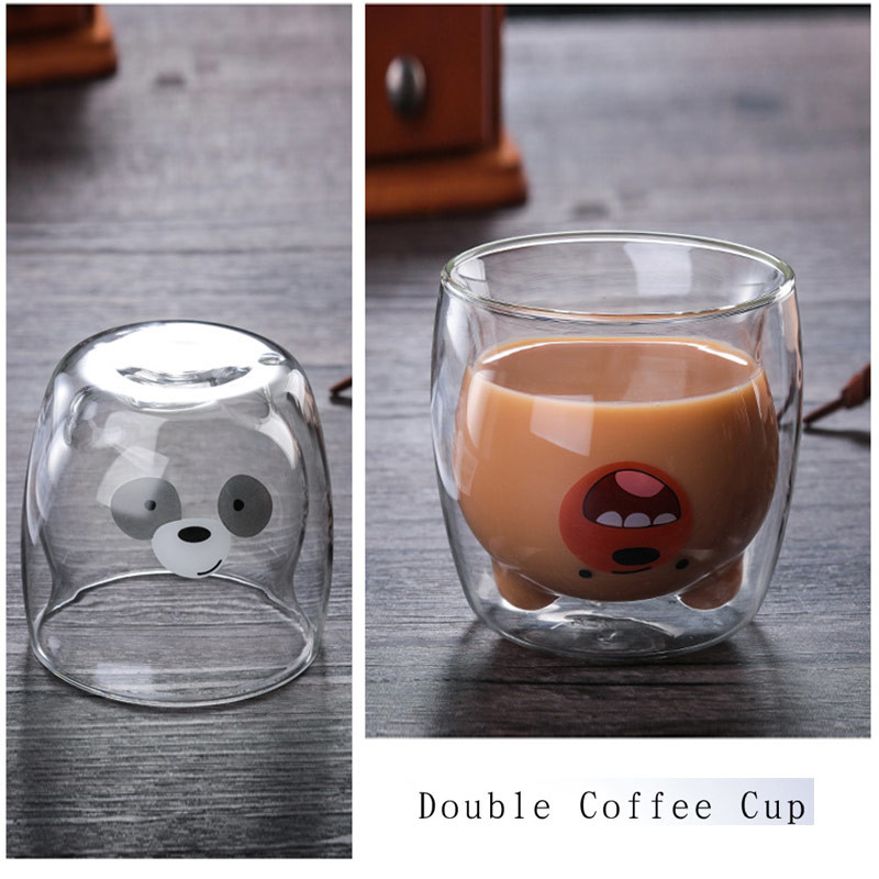Bear Double Thermostable 270ml Personalized Glass Beer Mugs