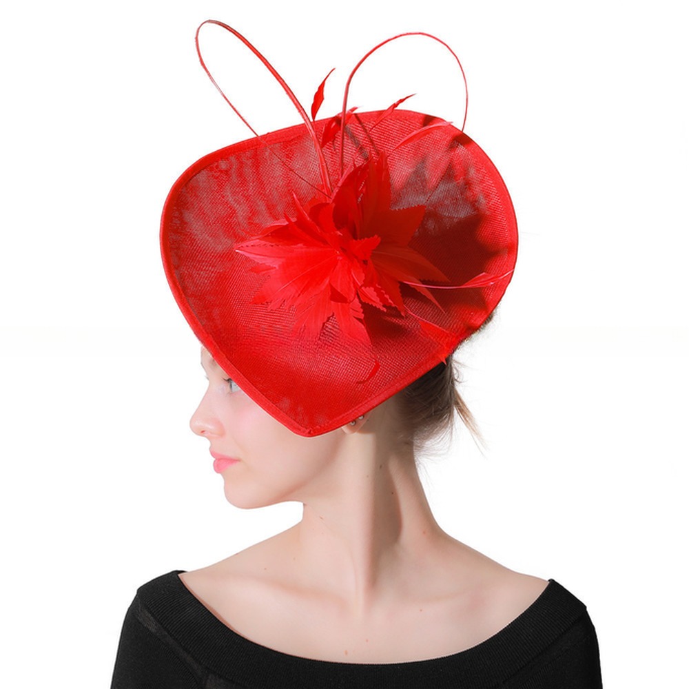 Dyed Party Decoration Sinamay Fascinator , Chicken Feather Wedding Fascinator