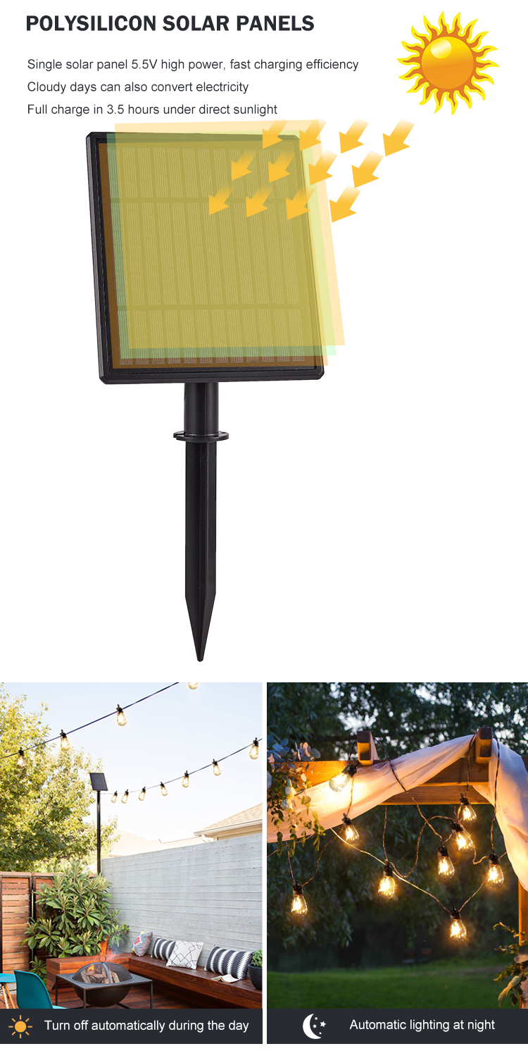 2700K Warm White Solar Strip Light , Solar Holiday String Lights For Patio Park Yard