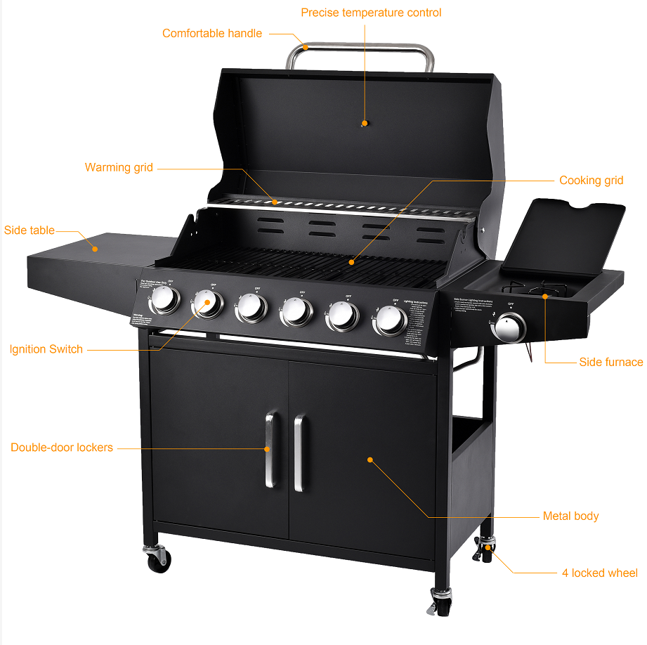 Regulate Temperature Gas Grill Durable Multiple Oven BBQ Smoker for Outdoor Barbecue