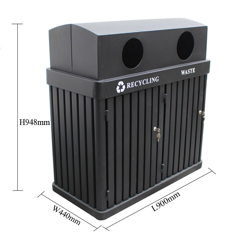 Surface Mounted 120L Garbage Bin , Metal Trash Can With Two Galvanized Plate Liners