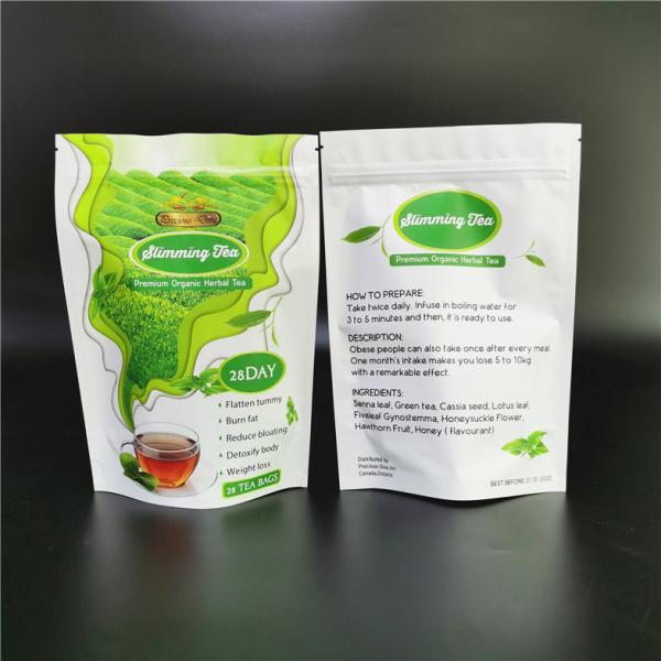 Digital Printing Stand Up Pouches Empty Tea Packaging Bag Green Diet Tea Mylar