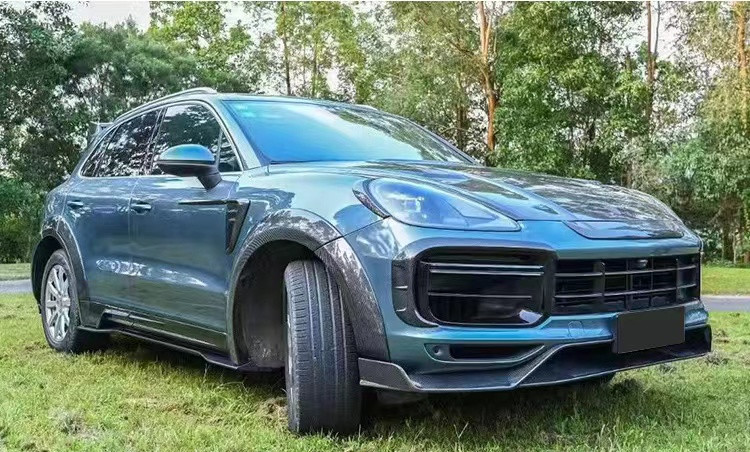For Porsche Cayenne Carbon Fiber Wide Body Kit Cayenne Upgrades MSY-style Carbon Fiber Front Lip Diffuser Spoiler Hood