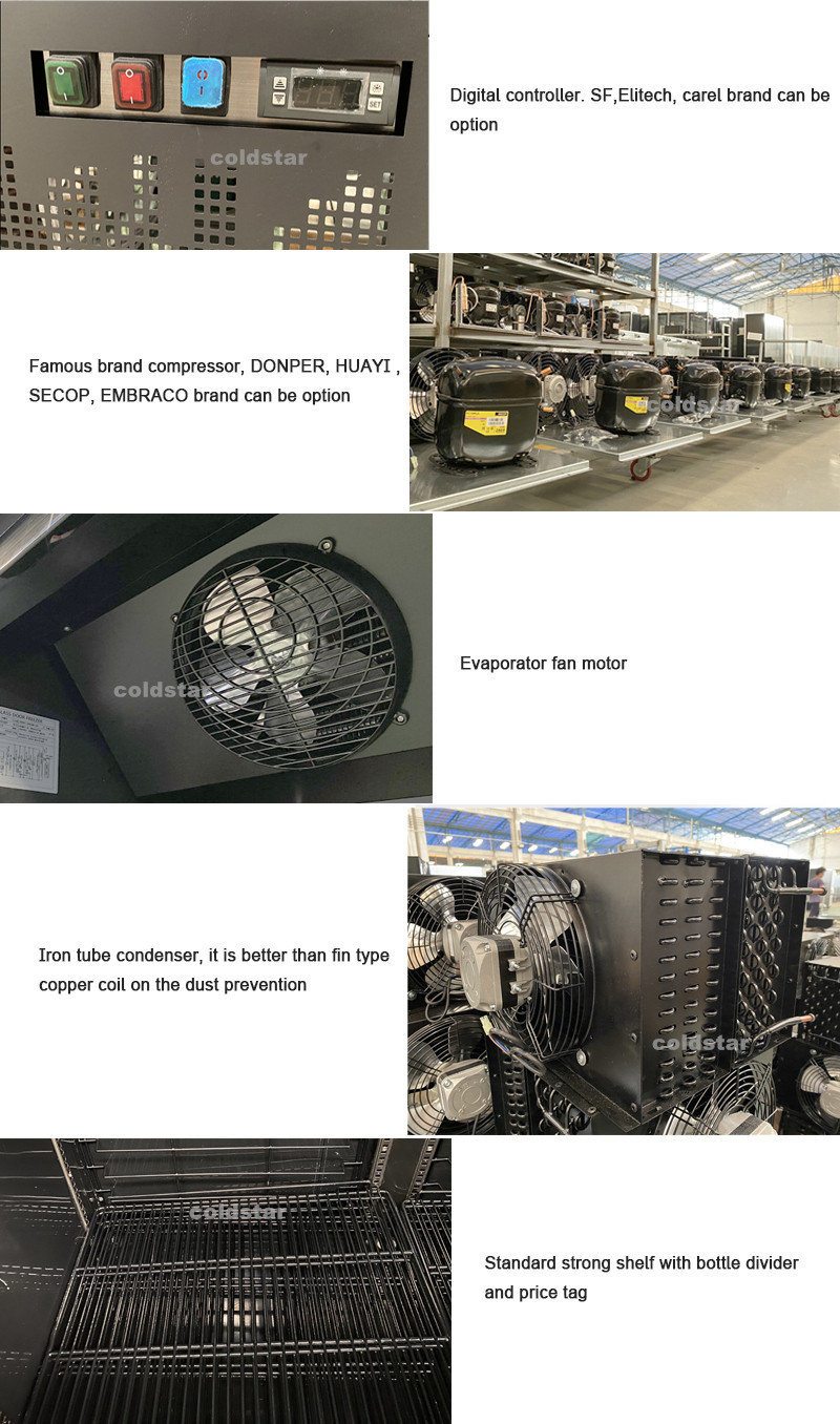Supermarket Display Refrigerator Glass Door Freezer Display Cabinets Commercial Refrigerator For Beverages
