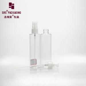 China 100ml clear plastic flat shoulder custom squeeze spray pump round pet bottle on sale