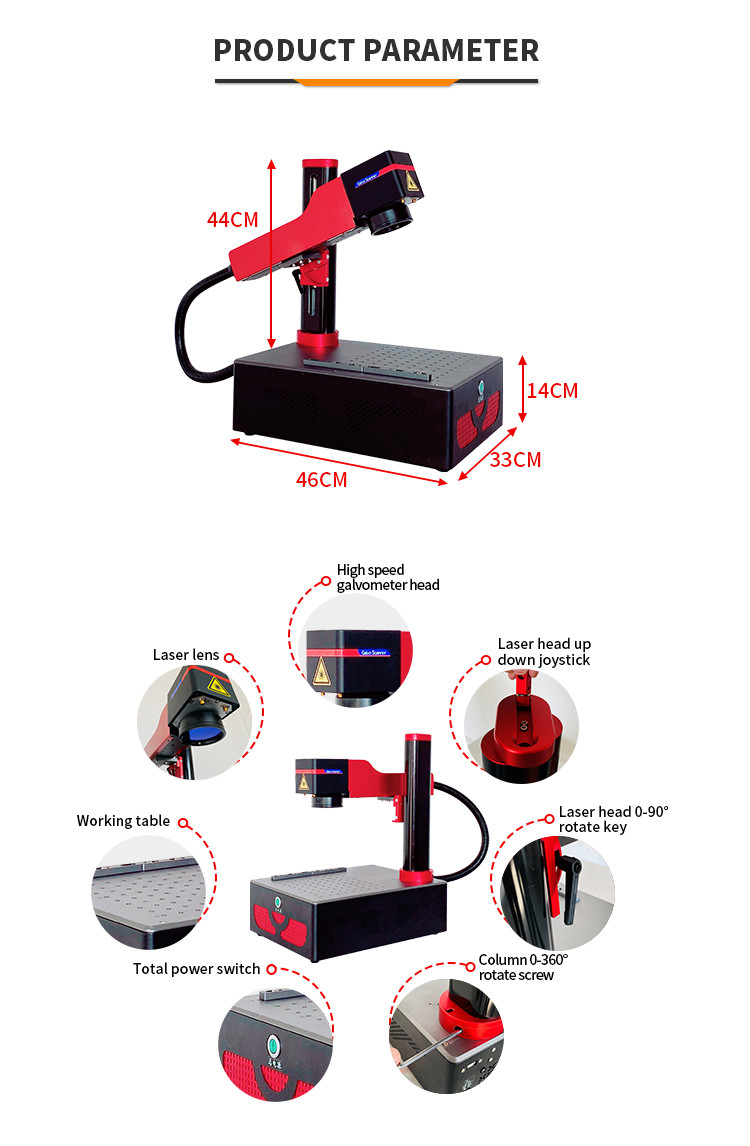 20w 30w 50w 100w Folding Fiber Laser Marking Machine For Metal Marking