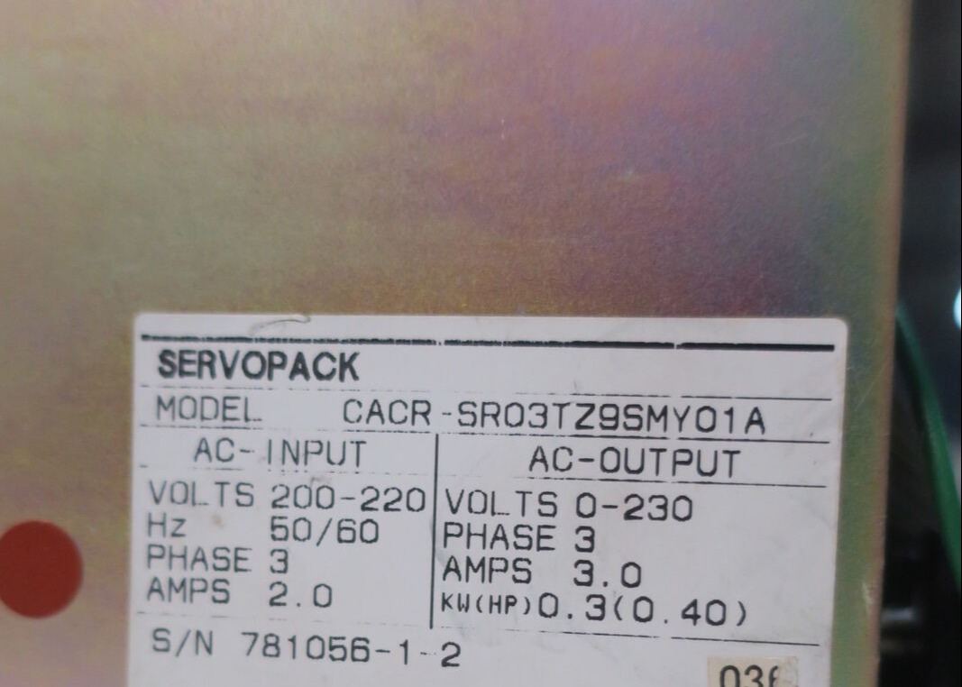 YASKAWA CACR-SR03TZ9SMY01A SERVO CONTROL SERVOPACK CONTROLLER CACR-SR SERIES