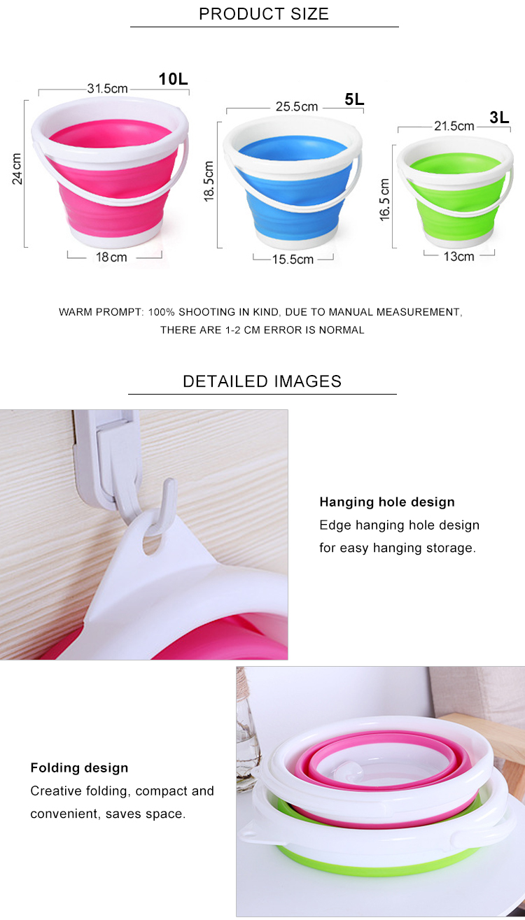 580g 10L Capacity Round Foldable Collapsible Bucket