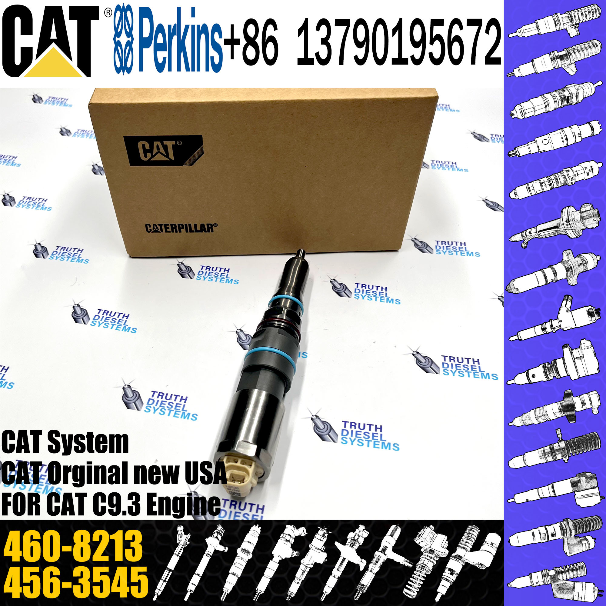 fuel injector 4563509 456-3493 4563493 460-8213 20R-5075 injector for caterpillar C9.3