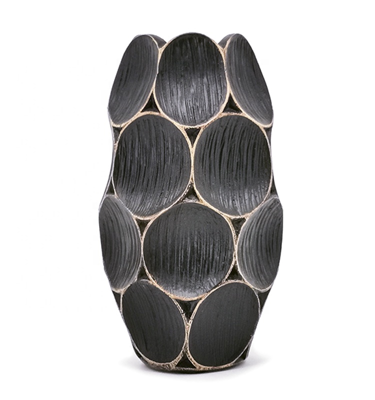 Luxury Polyresin Vase for Party Table Decor High Quality Creative Geometric Shape Black Flower/succulent Pots Round Modern