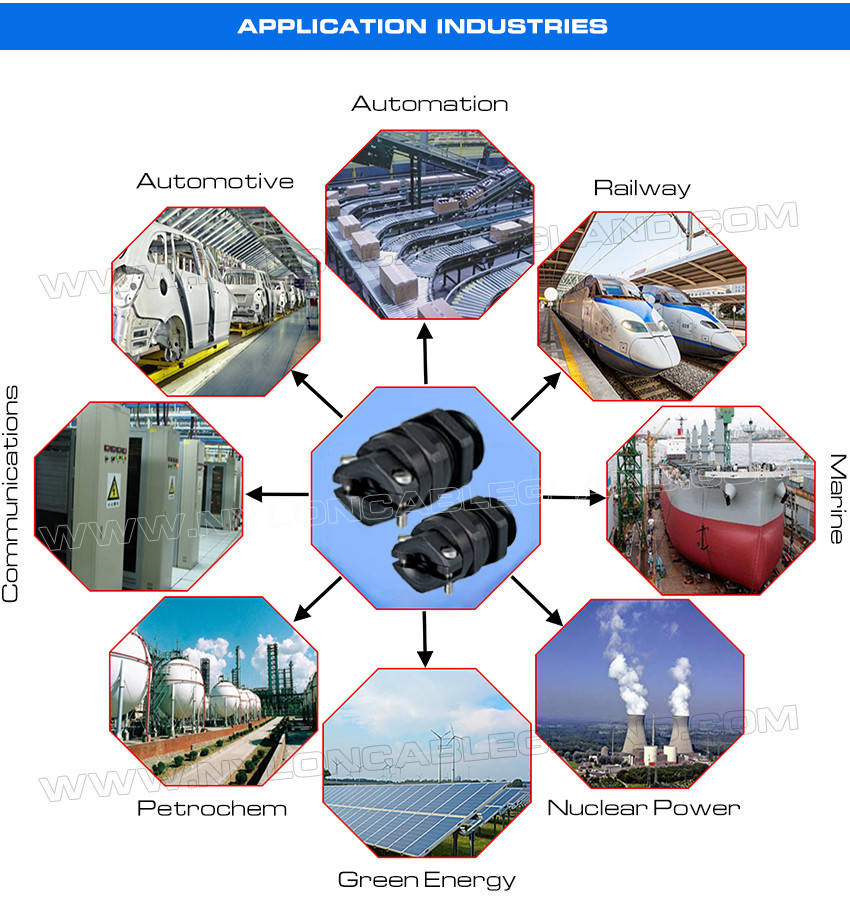 IP68 Nylon Plastic Black PG Cable Glands PG9-PG48 with Traction Relief (Strain Relief / Pull Relief)