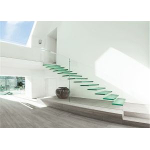  Invisible Stringer Floating Glass Staircase Irreplaceable Look 5 Years Warranty Manufactures