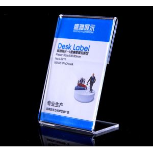 Customized L shape clear Acrylic menu display holder table tent