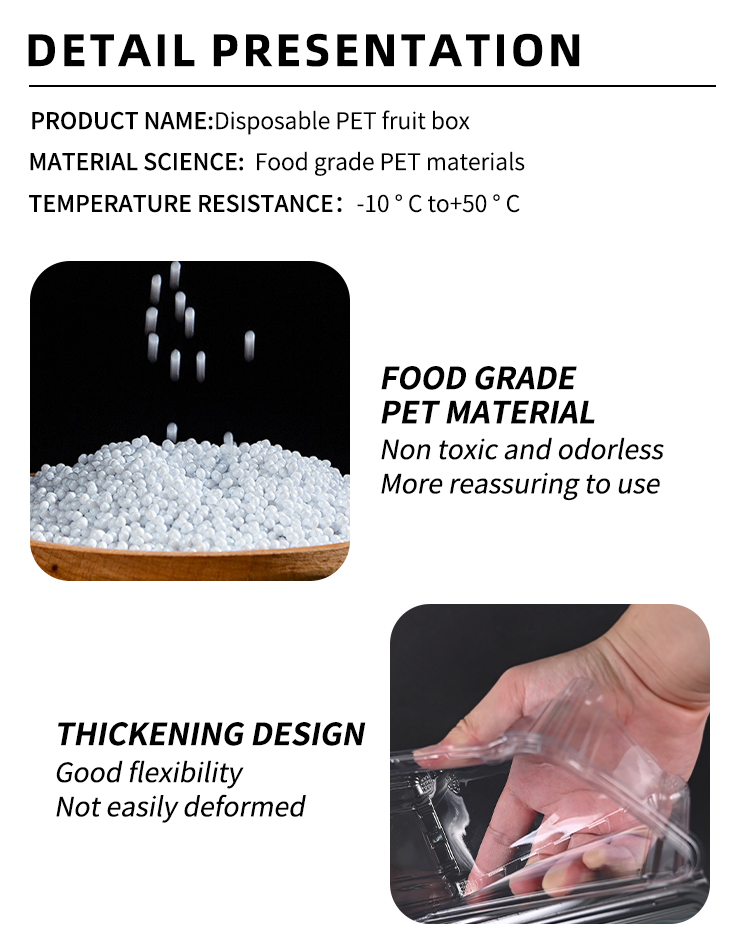 Clamshell Disposable Plastic Food Containers Recyclable Clear PET Bakery Box