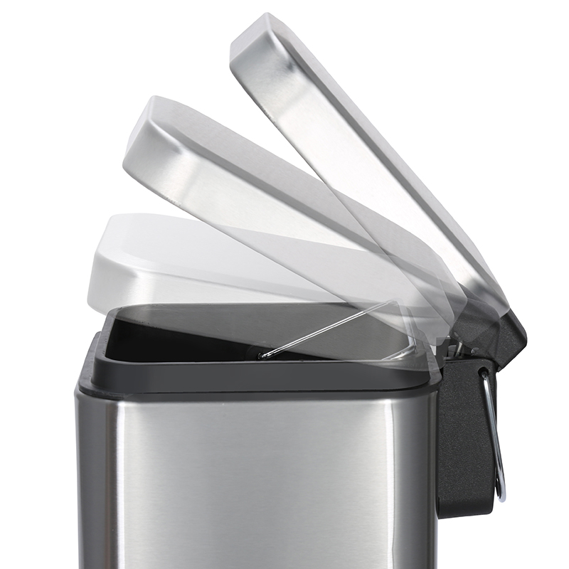 5L Square Foot Pedal Waste Bin Stainless Steel Trash Can Metal Garbage Can for Office Hotel Home Customized