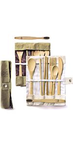 Utensils Set, Toothbrushes, Straw, Spoon, Fork, Knife, Teaspoon, Chopsticks, Brush, Storage Bags