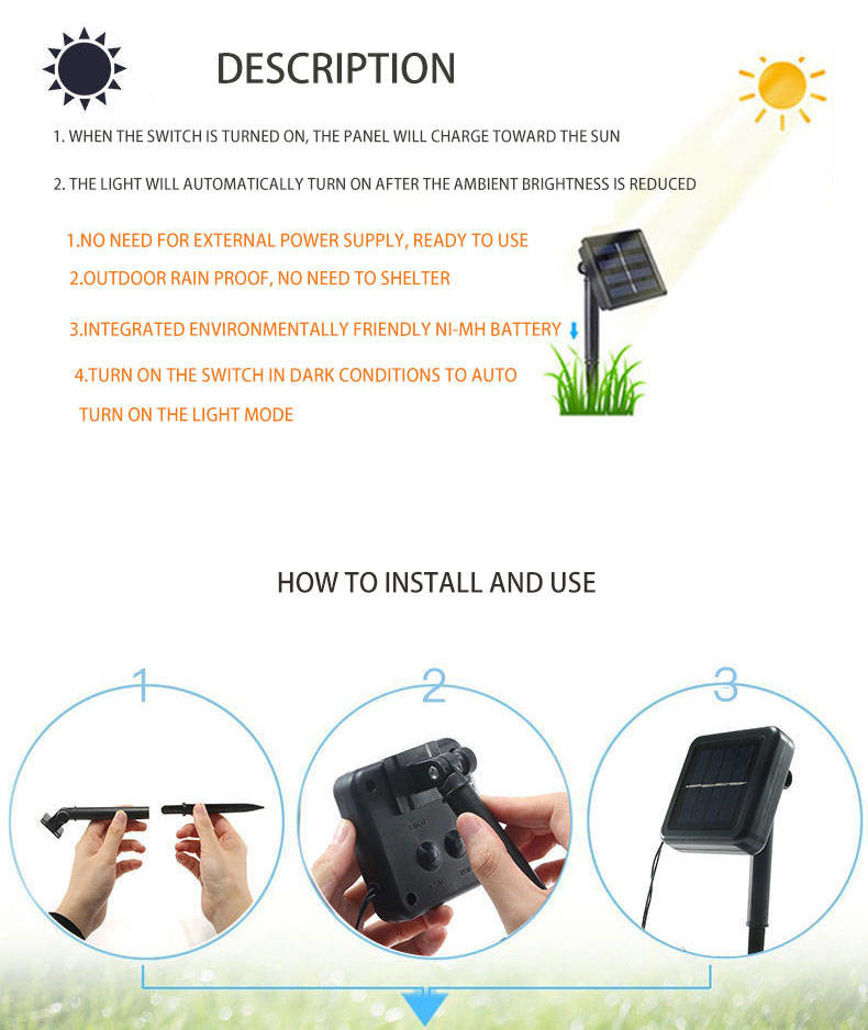 Flexible Decrata Solar Garden Ball Lights 1200MAh Rechargeable Ni MH battery