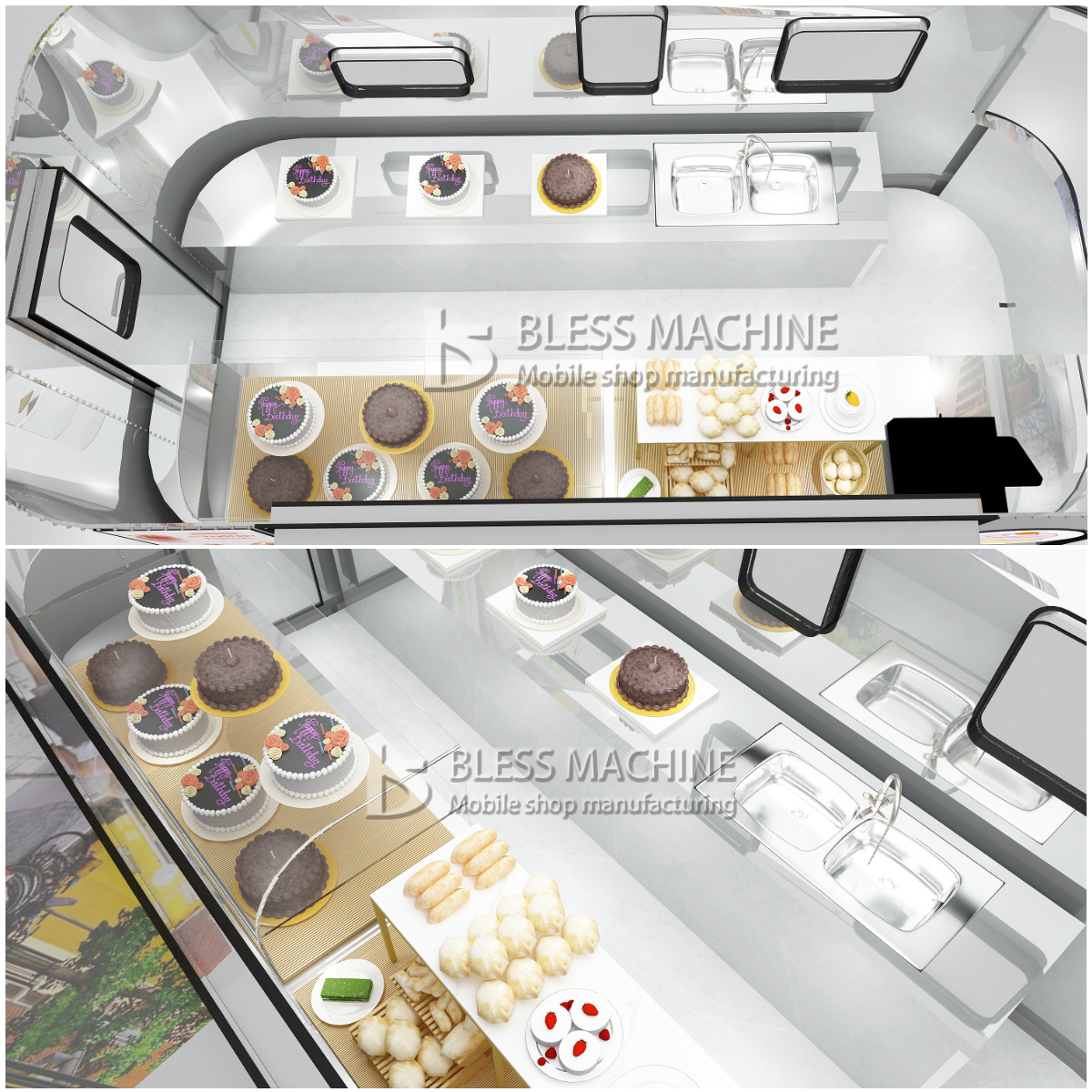 Stainless Steel Mobile Cake-Shop Trailer for On-the-Go Chocolate and Cookie Sales