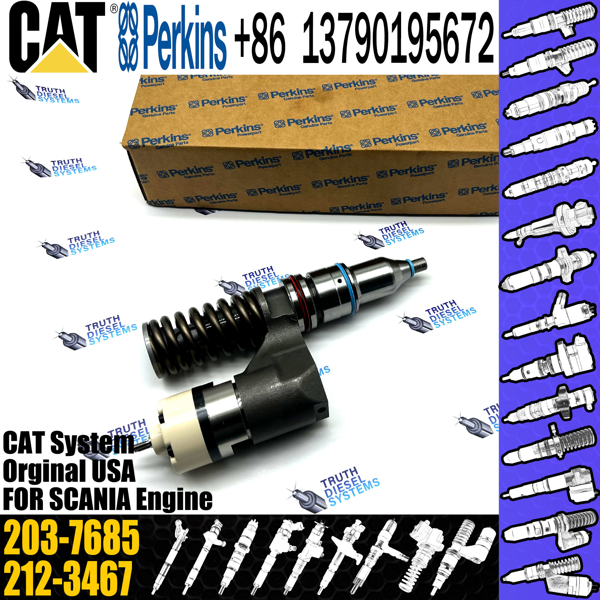 C10 Fuel Injector Assembly 203-7685 212-3467 212-3468 350-7555 317-5278 161-1785 10R-0967 10R-1259 10R-1258